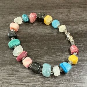 Natural Stone & Clear Bead Bracelet